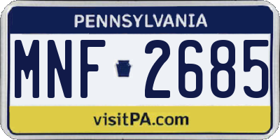 PA license plate MNF2685