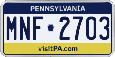 PA license plate MNF2703