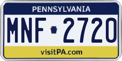 PA license plate MNF2720