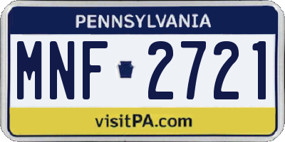 PA license plate MNF2721