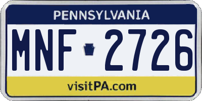 PA license plate MNF2726