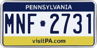 PA license plate MNF2731