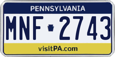 PA license plate MNF2743