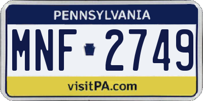 PA license plate MNF2749