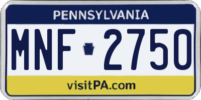 PA license plate MNF2750