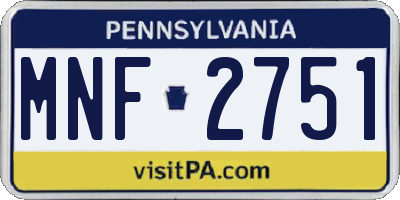 PA license plate MNF2751