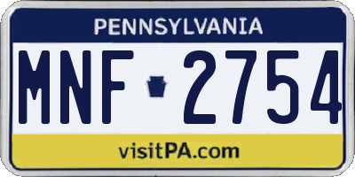 PA license plate MNF2754