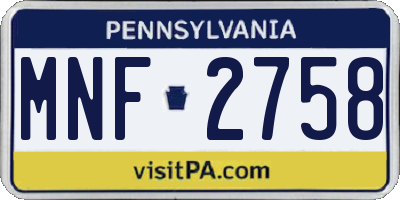 PA license plate MNF2758