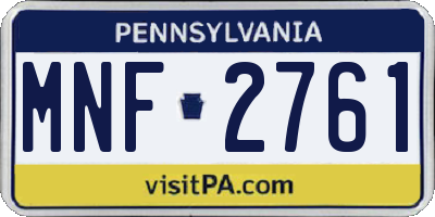 PA license plate MNF2761