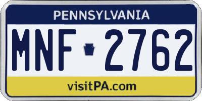 PA license plate MNF2762