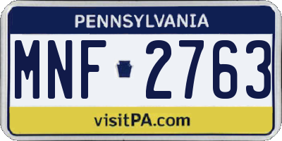 PA license plate MNF2763