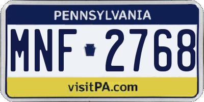 PA license plate MNF2768