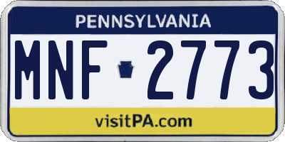 PA license plate MNF2773
