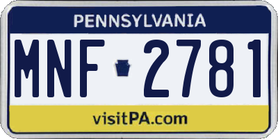 PA license plate MNF2781