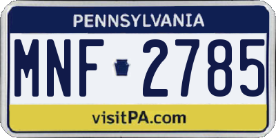 PA license plate MNF2785