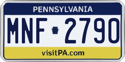 PA license plate MNF2790