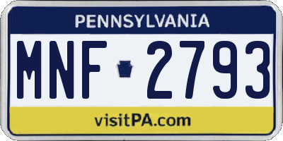 PA license plate MNF2793