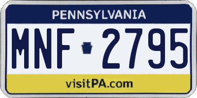 PA license plate MNF2795