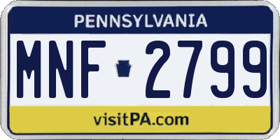 PA license plate MNF2799