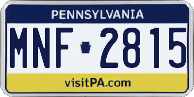 PA license plate MNF2815