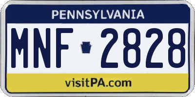 PA license plate MNF2828
