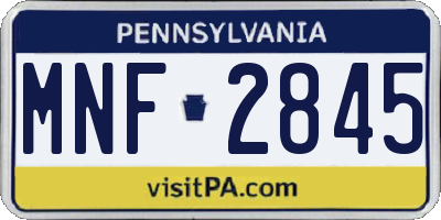 PA license plate MNF2845