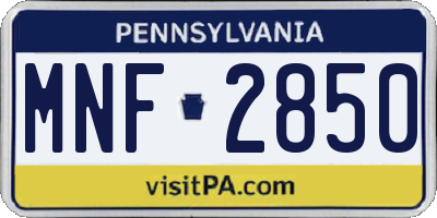 PA license plate MNF2850