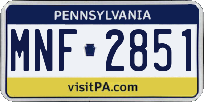 PA license plate MNF2851