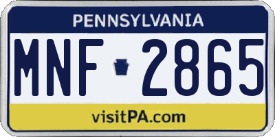 PA license plate MNF2865