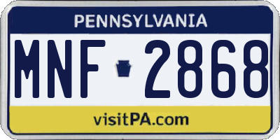PA license plate MNF2868