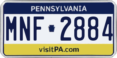 PA license plate MNF2884