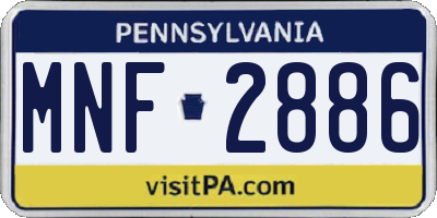 PA license plate MNF2886