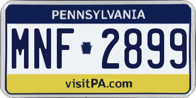 PA license plate MNF2899