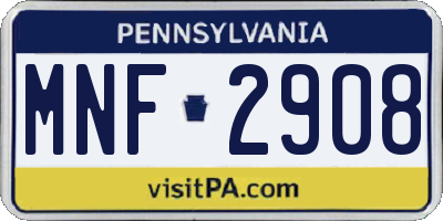 PA license plate MNF2908