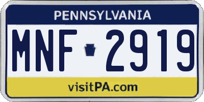 PA license plate MNF2919