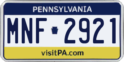 PA license plate MNF2921
