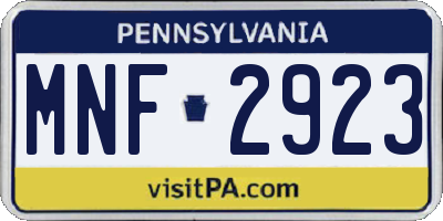 PA license plate MNF2923