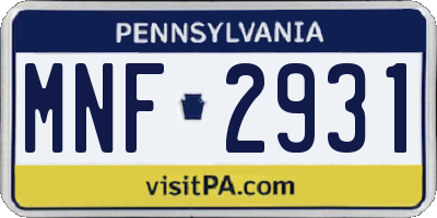 PA license plate MNF2931