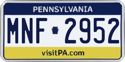 PA license plate MNF2952