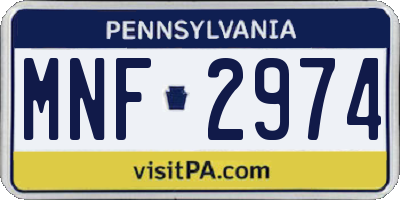 PA license plate MNF2974