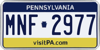 PA license plate MNF2977