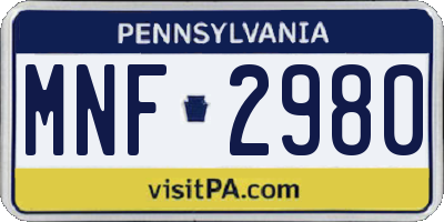 PA license plate MNF2980