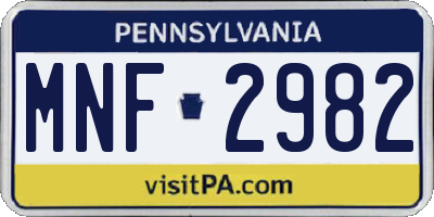 PA license plate MNF2982