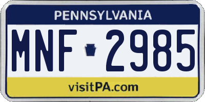 PA license plate MNF2985