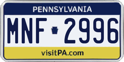 PA license plate MNF2996
