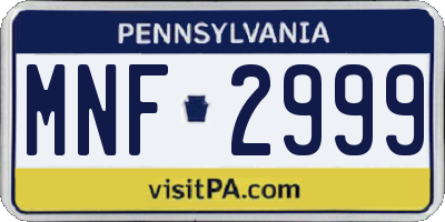 PA license plate MNF2999