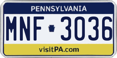 PA license plate MNF3036