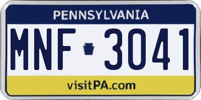 PA license plate MNF3041