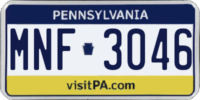 PA license plate MNF3046