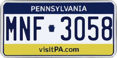 PA license plate MNF3058